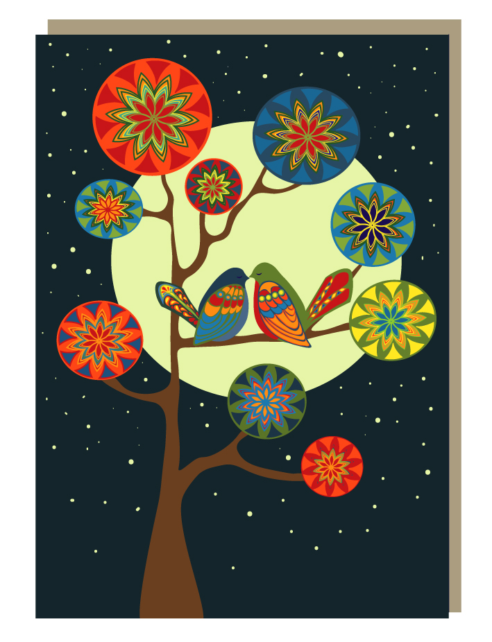 Lunar lovebirds greeting card
