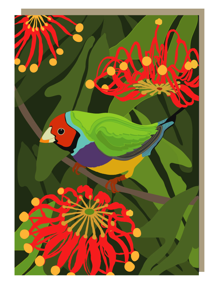Gouldian finch greeting card
