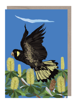 yellow-tailed black cockatoo eco greeting card