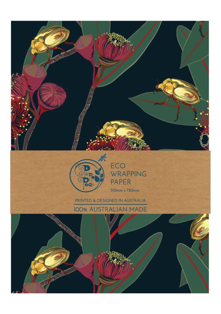 Beetle Blossoms Eco Wrapping Paper