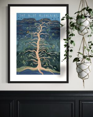 Blue Mountains Tree Framed Print