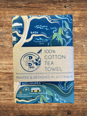 Blue Mountains Tree tea towel eco packaging
