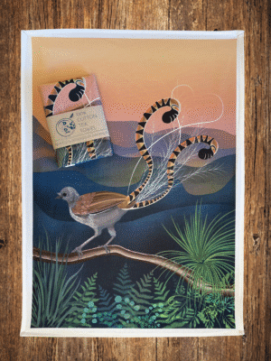 Lyrebird cotton tea towel