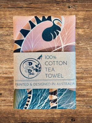Lyrebird cotton tea towel eco packaging