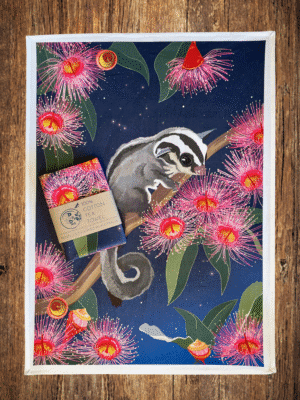 Sugar glider Australian made cotton tea towel