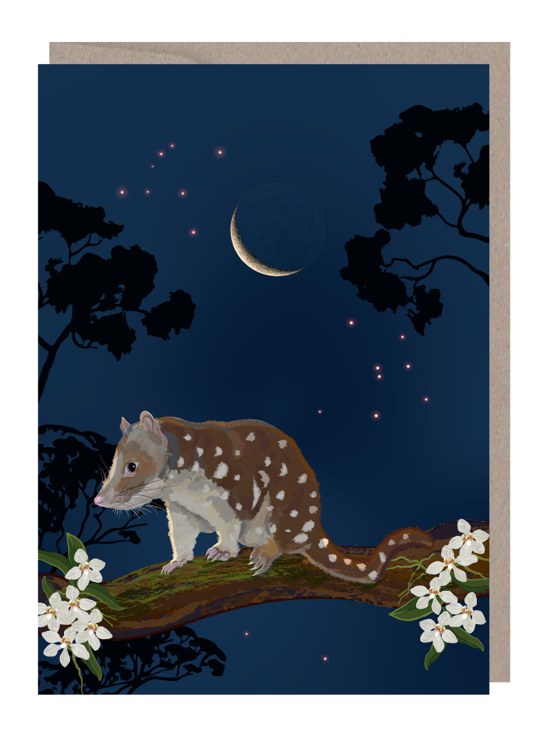 Tiger quoll or spotted-tail quoll eco greeting card with kraft envelope